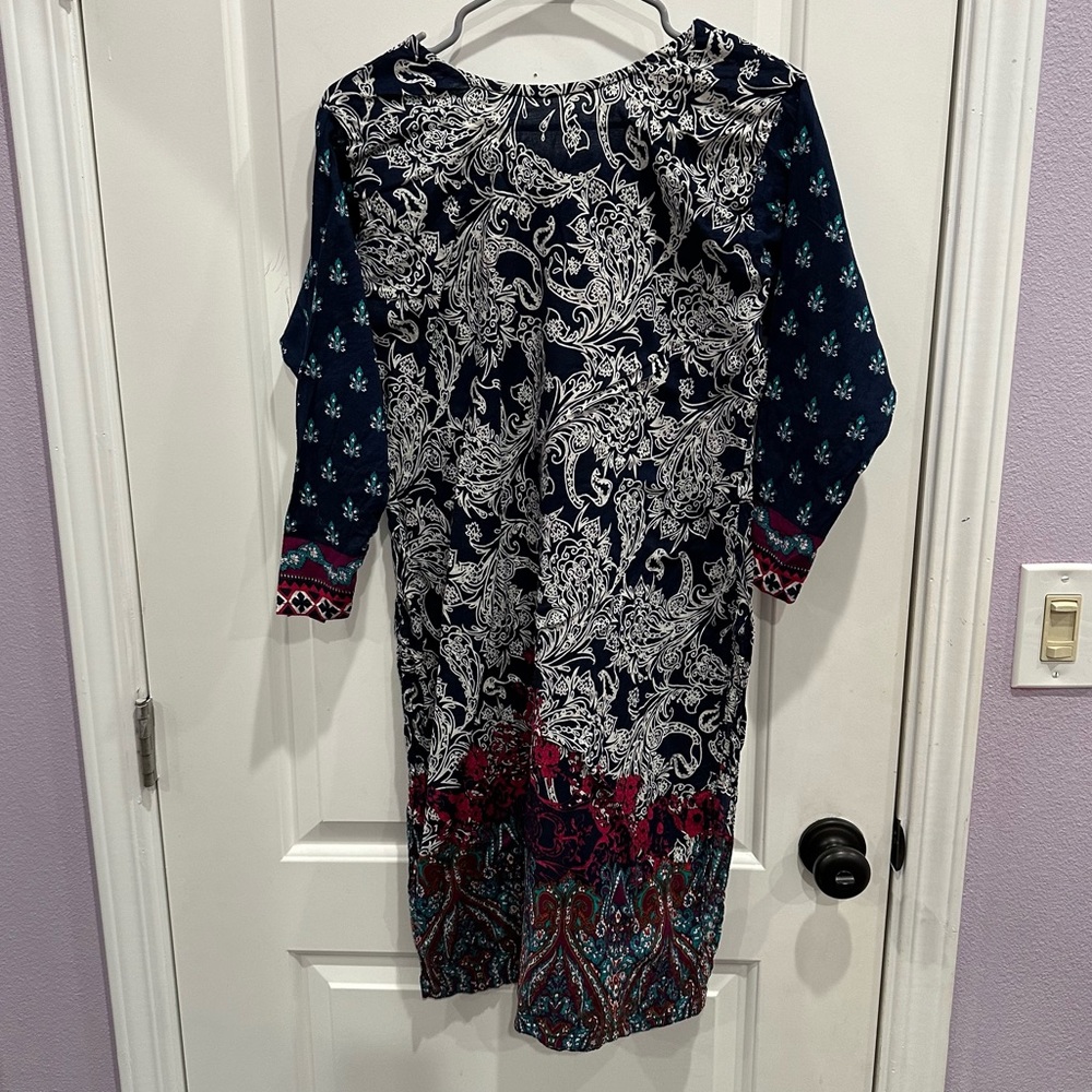 Dark blue abstract kurta - Picture 5 of 5